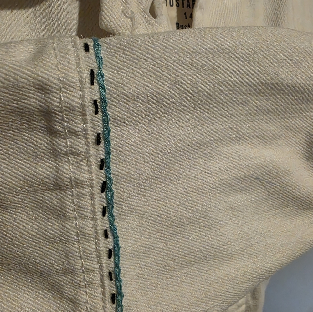 HAND CRAFTED Jacket UPCYCLED White Denim Embroidered BLINK 182 Tee Size XXL - Picture 8 of 11